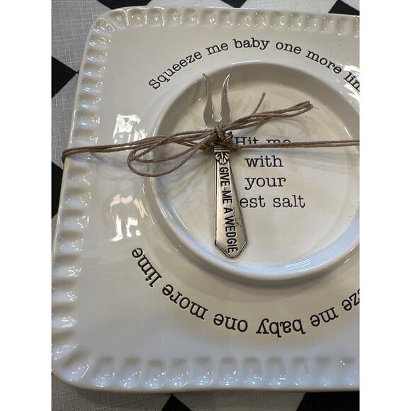 Mudpie Margarita Salt lemon plate squeeze me baby one more lime NEw serving - Picture 3 of 5